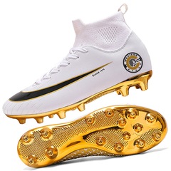 Cross-border high-top gold-plated sole football shoes, spike football shoes for men, TF shattered spikes special training shoes, football