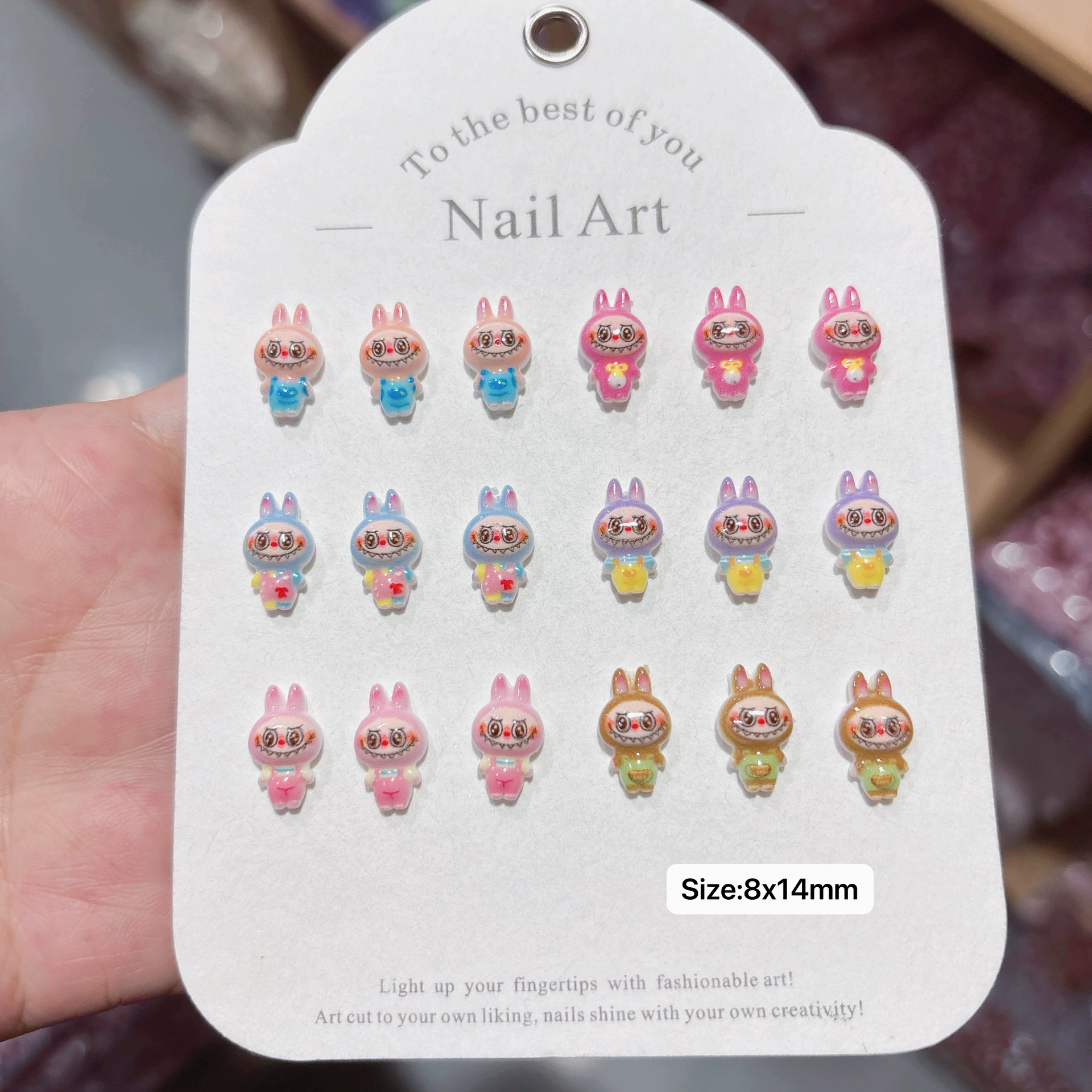 Аксессуары для нейл-арта в стиле мультяшного Лабубу, милые, симпатичные, крутые, объемные, из смолы, для самостоятельного творчества, носимые, оптом.
