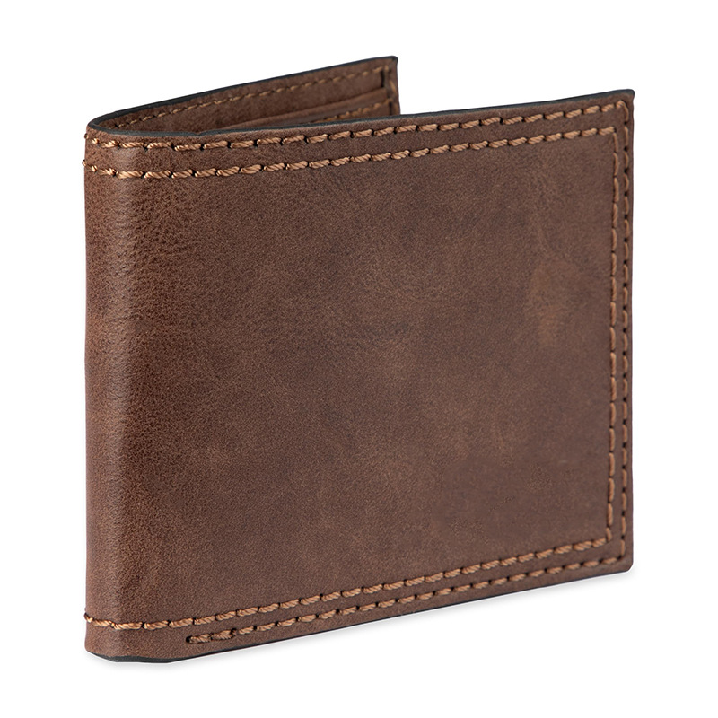 Explosiones transfronterizas de cuero de caballo loco cartera de cuero de hombre, cartera de cuero doble plegable, cartera de dólares RFID, bolsas de tarjetas múltiples