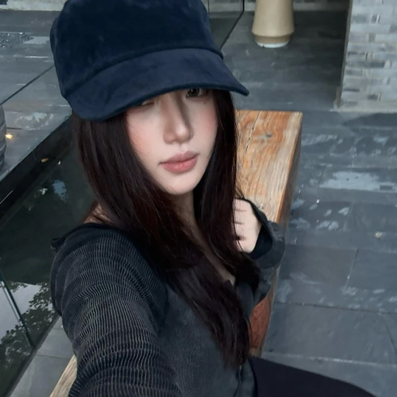 松弛中古风美拉德复古翻皮绒马术帽女秋冬季显白时尚百搭骑士帽子|undefined
