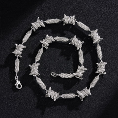 フルダイヤモンドワイヤーヒップホップネックレス、不規則な3D立体合金密装インフィニティチェーン、キューバチェーンジュエリー、3D立体チェーン