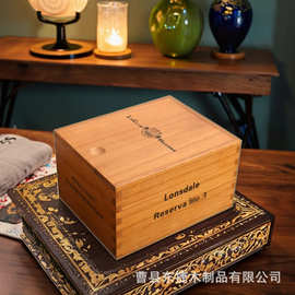 现货仿雪松木雪茄盒大容量多支装粗烟包装盒实木抽拉滑盖雪茄木盒