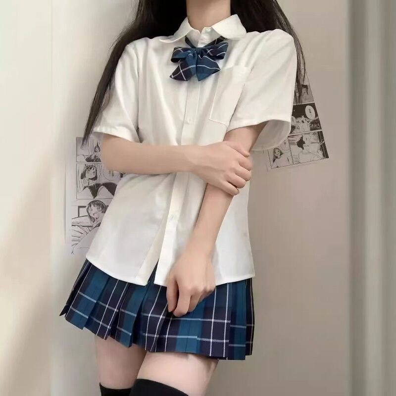 日系学院风基础款TR面料jk衬衫奶白色夏季女长袖短袖衬衣百搭校供|undefined