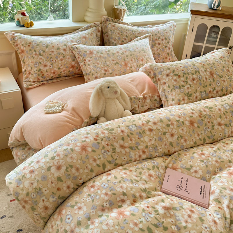 Invierno flor de leche de invierno cubierta de edredón 150x200 invierno flange coral cubierta de edredón individual más edredón