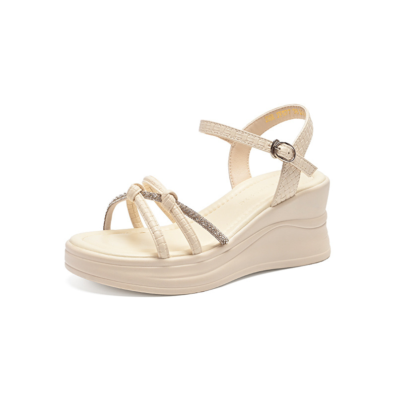 Sandal nữ đế xuồng cao gót quai ngang đính đá phong cách Pháp — JF577 Bạc