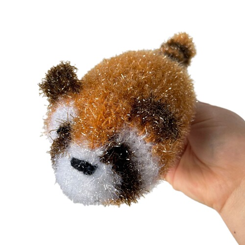 Creative cartoon homemade kitchen red panda raccoon hanging animal three-dimensional dishwashing cloth scouring pad BH072