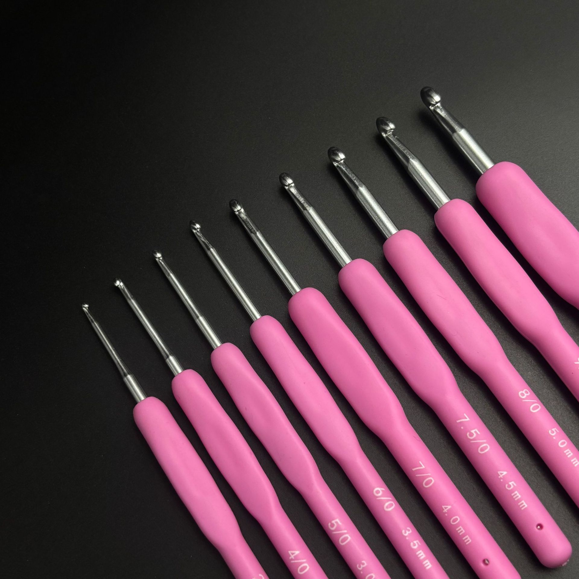 Fabricante rosa mango suave hilo de ganchillo tejido de ganchillo de una sola cabeza sólido TPR hilo de ganchillo sombrero muñeca gancho puntada