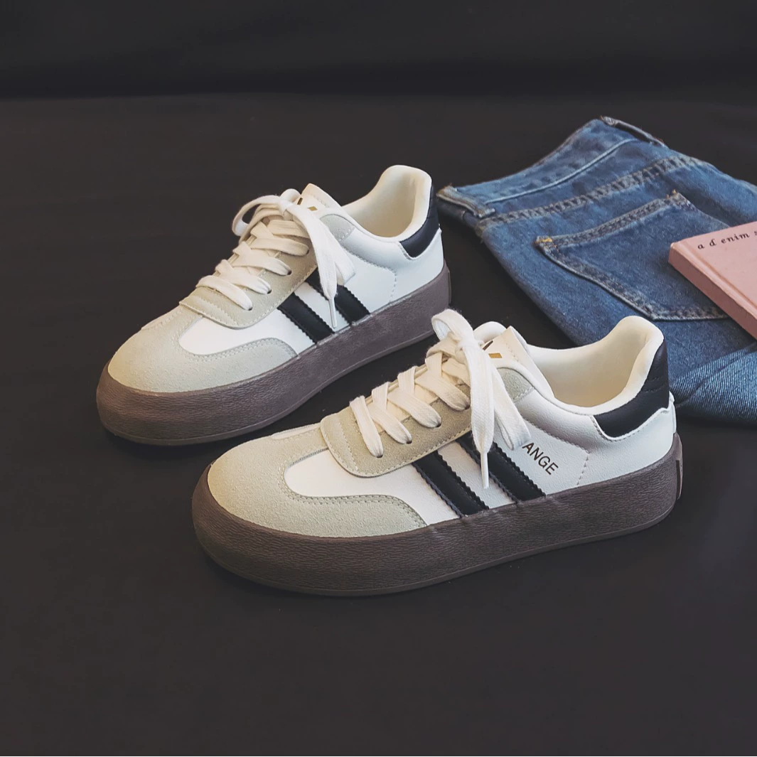 В наличии Весна-Осень новые студенческие повседневные низкие кроссовки на платформе женские H1270