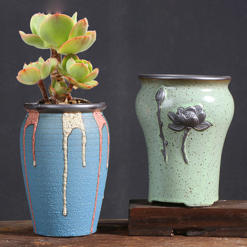Pequeña pila de edad suculentas maceta arcilla creativa Red hogar planta de carne de cerámica olla especial fábrica al por mayor directa