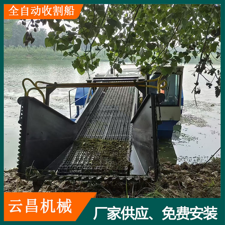 景区河面保洁船 全自动水葫芦打捞船 清洁水莲水草收割船