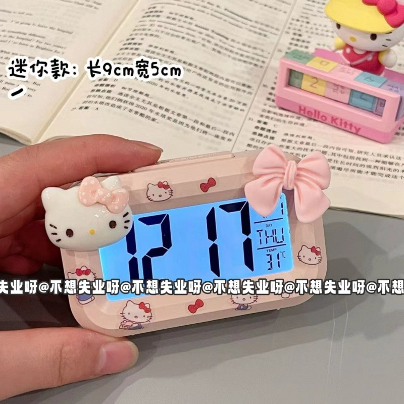 キティミニ発光学生目覚まし時計かわいいタイミング多機能ポータブル寮デスクトップコンパクト卓上時計|undefined