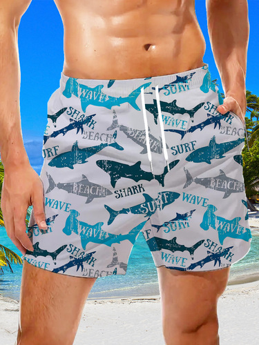 2025 Cross-border AliExpress Summer New Fashion Casual Men's Beach Pants 3D Floral Digital Printing Pull-down