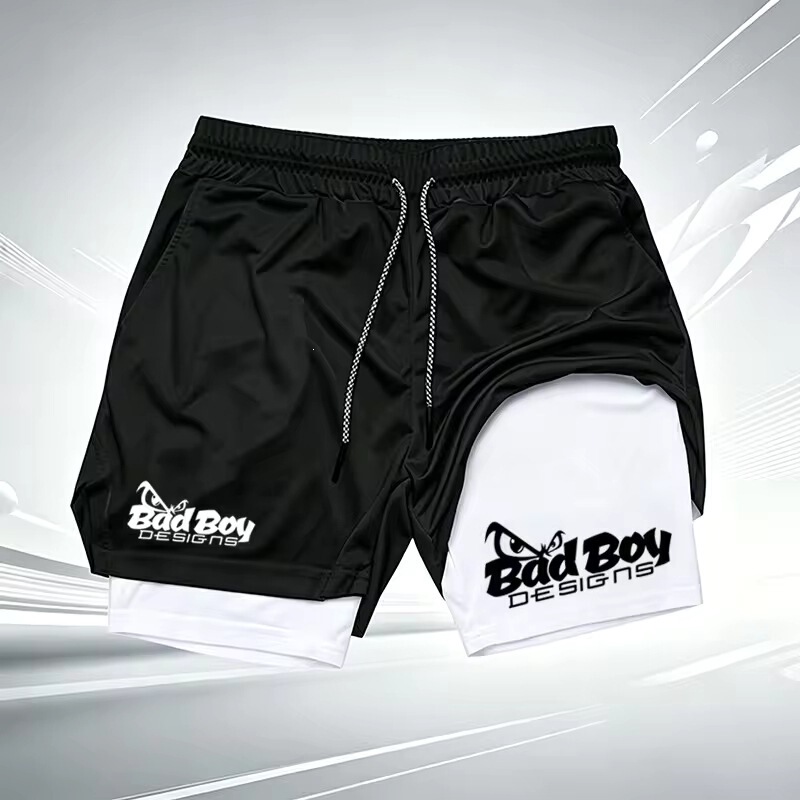 Bad Boy Design Graphic 2-in-1 Men's Sports Shorts Quick Dry Anti-Friction Compression Padded for Sports and Fitness Bad Boy Design Graphic 2-in-1 Men's Sports Shorts Quick Dry Anti-Friction Compression Padded for Sports and Fitness