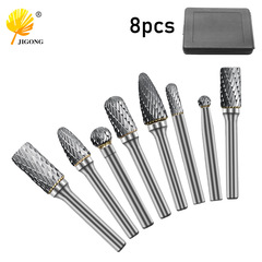 8-Piece Set of Double-Slot Rotary Files with Tungsten Carbide Grinding Heads, Tungsten Carbide Milling Tool Set