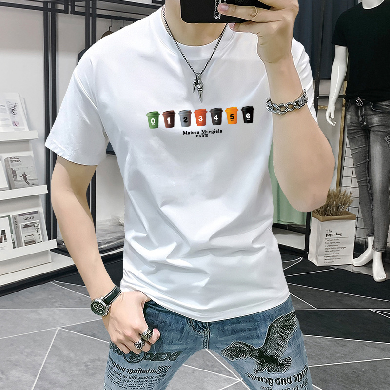 Trendy Men's Short-Sleeve T-Shirt Summer New Fashion Casual Printed Men's Half-Sleeve Slim Fit Round Neck Trendy Men's Short-Sleeve T-Shirt Summer New Fashion Casual Printed Men's Half-Sleeve Slim Fit Round Neck