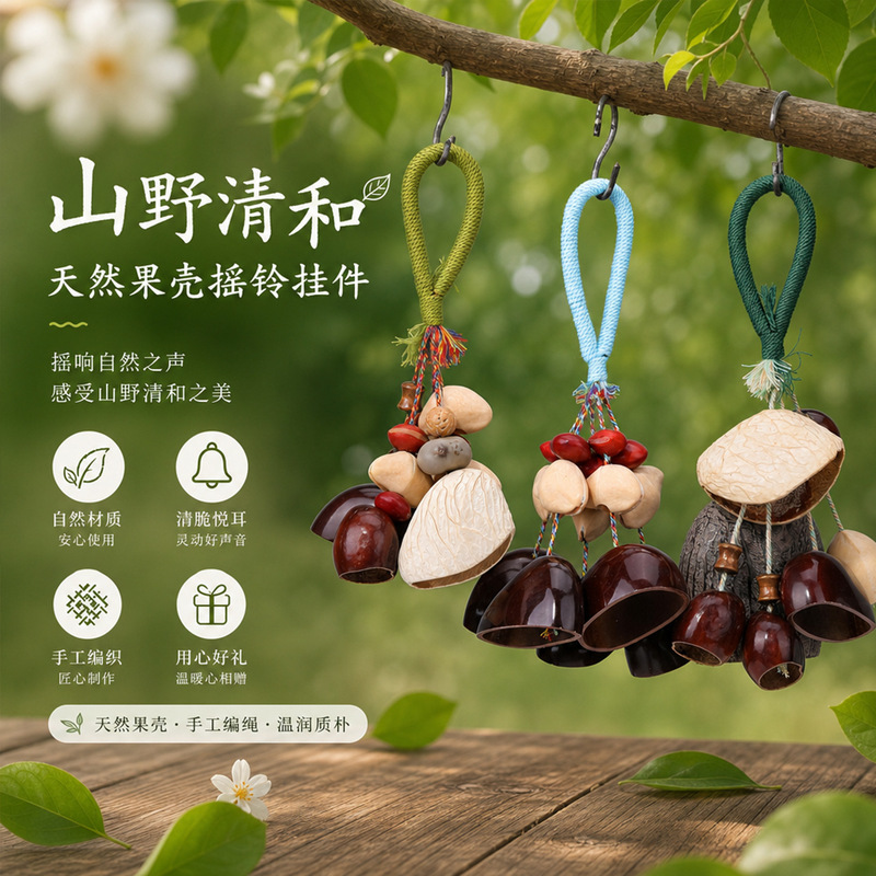 Natural plant shell wind chime pendant handmade DIY natural sound healing wish-fulfilling car bow bag decoration Natural plant shell wind chime pendant handmade DIY natural sound healing wish-fulfilling car bow bag decoration