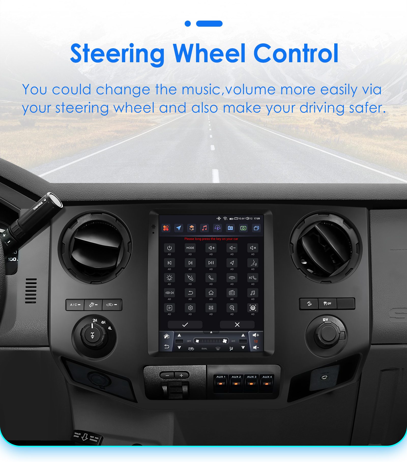 Suitable for 09-16 Ford F250 F450 Smart 9.7inch Vertical Screen Frame Car Navigator All-In-One Machine
