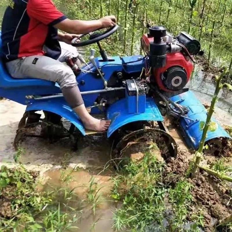 新柴油水田旋耕机耕地机水旱两用六驱乘坐式微耕机农用水稻打浆机