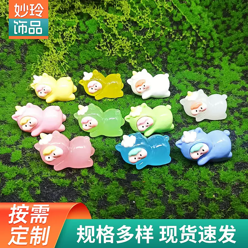 卡通立体小摆件趴趴狗小熊可爱微景观装饰树脂工艺品车载桌面摆件