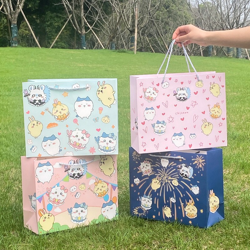 Cute Jiyikawa-style Usagi gift bag, large and thick, made of sturdy cardboard, for shopping and carrying gifts