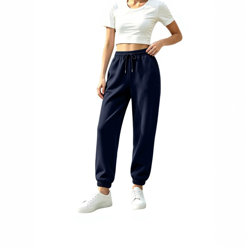 Autumn and winter women's solid color sweatpants, high-waisted with elastic drawstring waistband, tapered casual athletic pants Autumn and winter women's solid color sweatpants, high-waisted with elastic drawstring waistband, tapered casual athletic pants