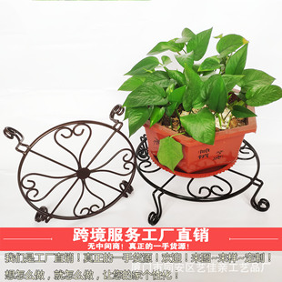 Wrought Iron Flower Stand Wholesale European Floor Bonsai Stand Living Room Indoor Balcony Desktop Green Rose Green Plant Pot Stand