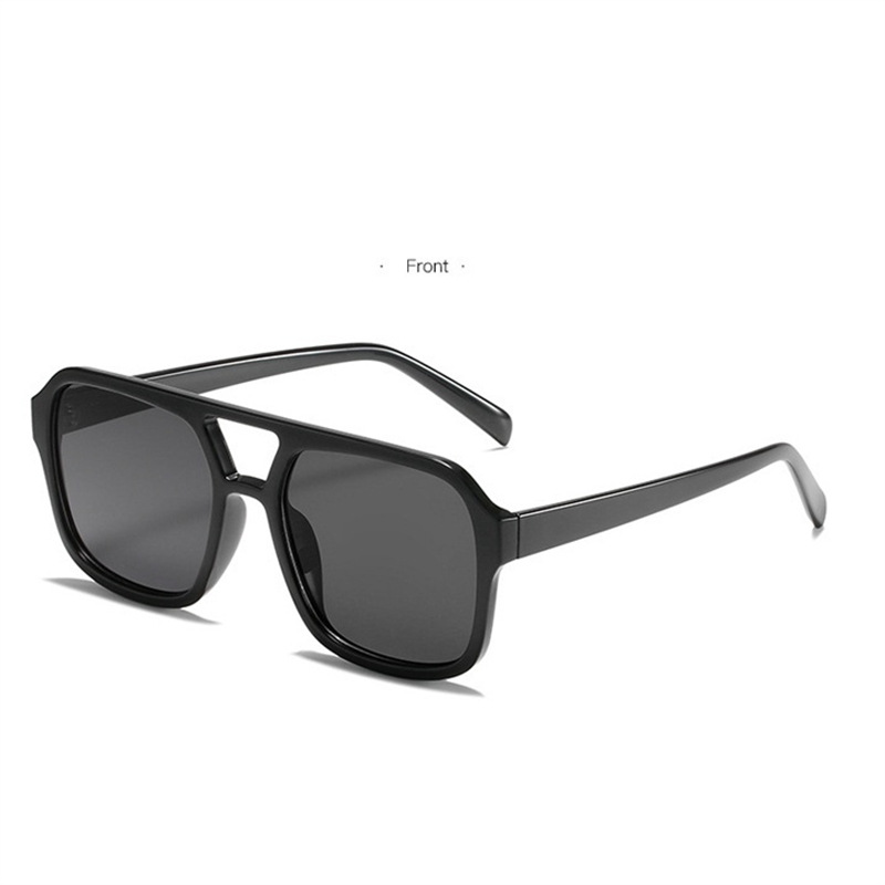 New Box Double Beam Sunglasses Korean Style Retro Large Frame Aviator Glasses Chaohai Sunglasses Multicolor Glasses