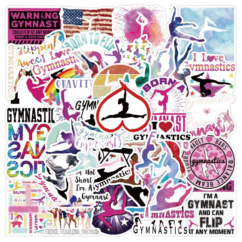 50 pieces of yoga fitness sports gymnastics graffiti creative stickers refrigerator notebook scooter waterproof stickers wholesale
