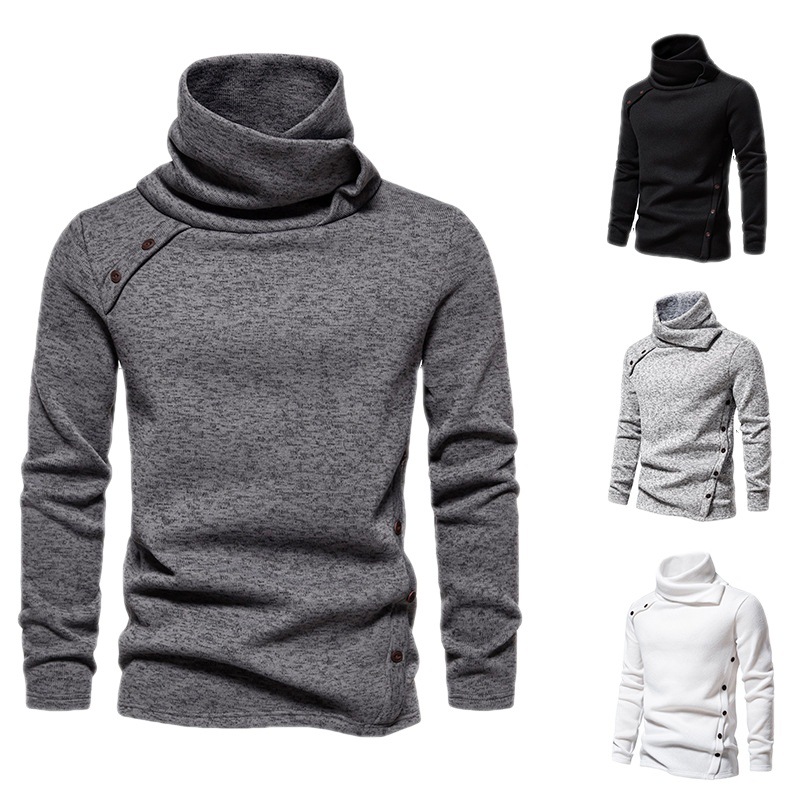 Pull tricoté de style britannique pour hommes, pull à col montant, tendance, à la mode, nouvelle collection automne et hiver_voghion.com