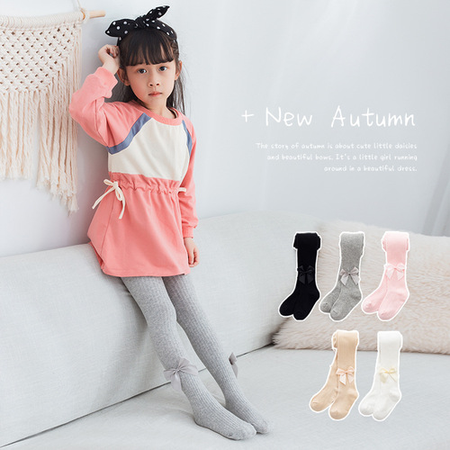 Children's leggings Baby Princess vertical striped pantyhose Korean version solid color children's socks infant pantyhose
