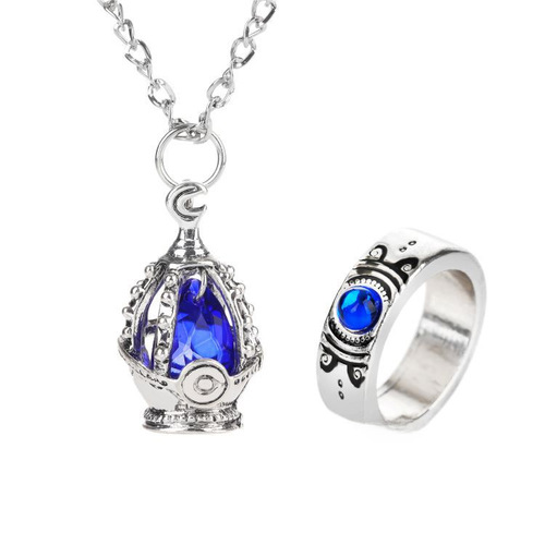 Anime Mahou Shoujo Madoka Soul Gem Necklace Ring Set Jewelry Pendant