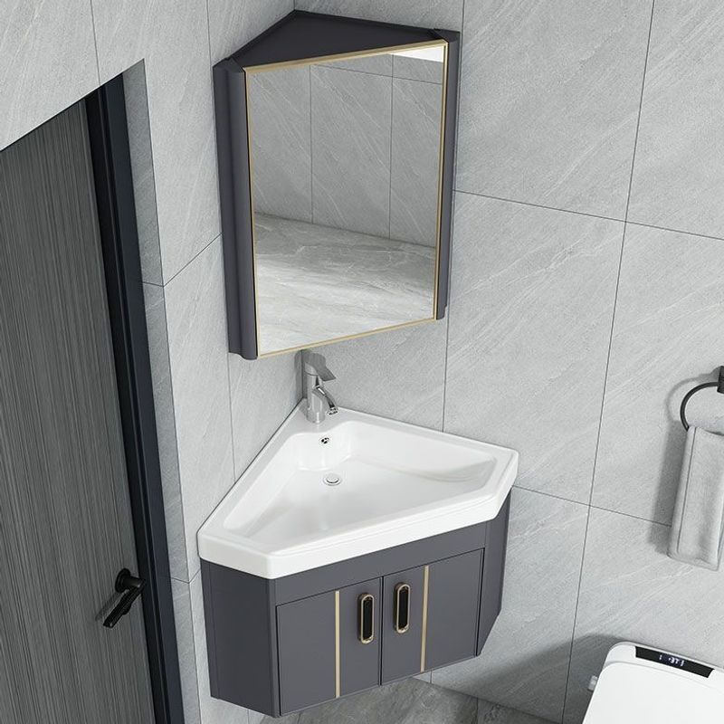 Wall-mounted washbasin for small spaces, mini triangular washbasin cabinet combination, home use corner washstand Wall-mounted washbasin for small spaces, mini triangular washbasin cabinet combination, home use corner washstand