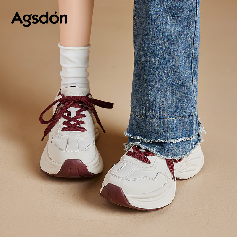 Augu Shi Deng zapatos para mujeres 2025 nueva primavera con suela gruesa pequeña zapatillas casuales blancas