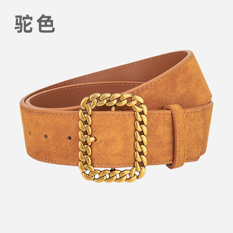 韩版简约绒面牛皮腰封女士装饰西装大衣牛仔裤皮带百搭真皮腰带女|undefined