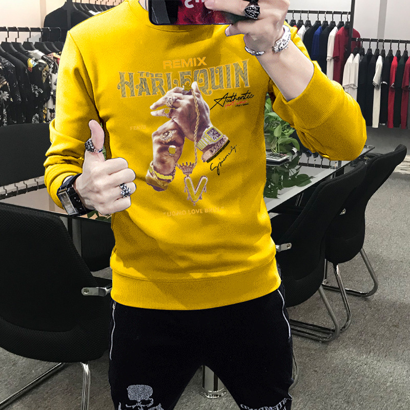 Europäischer heißer Diamant-Kapuzenpullover aus reiner Baumwolle für Herren, Schwerindustrie, Internet-Berühmtheit, gutaussehend, vielseitig, 2022, neues Oberteil und_voghion.com