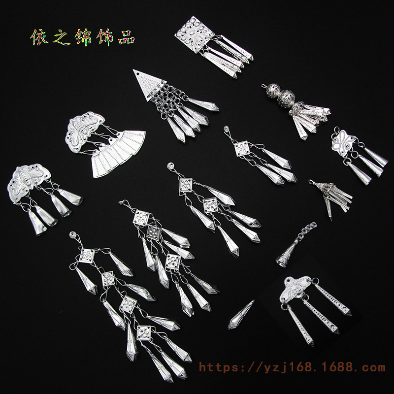 厂家批发民族仿银饰品芝麻铃中国结蝴蝶吊喇叭双球铃小吊钟铃铛