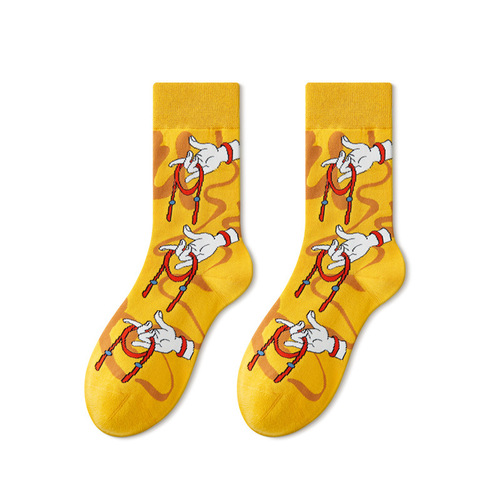 Lumi country trendy socks women's mid-tube spring and autumn ins trend retro Dunhuang men's and women's outer wear couple's stockings wholesale