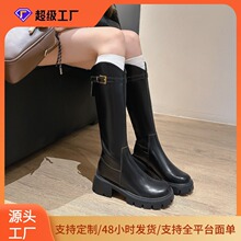秋冬新款2025长筒靴骑士靴拉链长靴子休闲百搭厚底增高英伦风女鞋