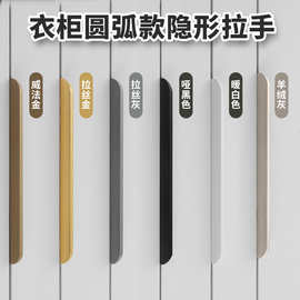 工厂直销大圆弧1.0厚衣柜门隐形拉手工厂批发黑色橱柜门白色把手