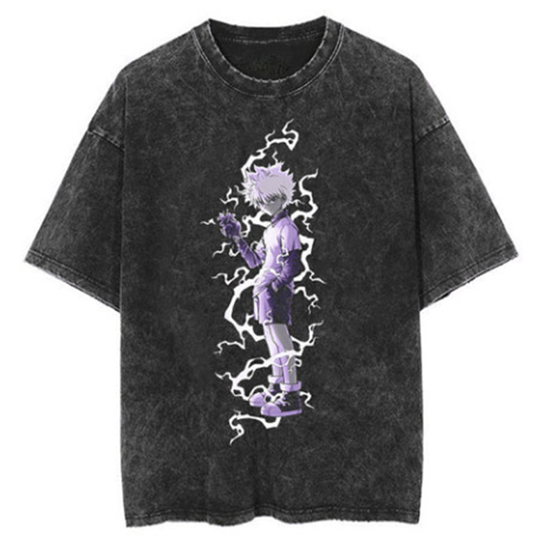 European and American Anime Cross-Border Retro Old American Short-Sleeved Five-Point T-Shirt Sleeves