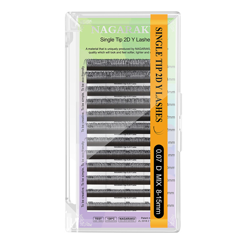 NAGARAKU V-V injerto de veludo pestañas ultra suave natural madre única densificación no dispersar la raíz de la hierba de hojas de dos hojas