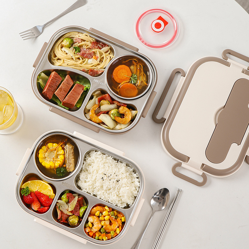 不锈钢保温饭盒学生专用304食堂餐盘分格上班族便携微波炉便当盒|undefined
