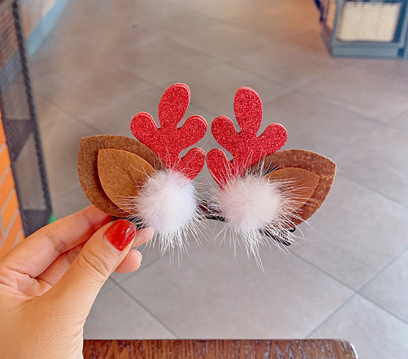 クリスマスヘアピン女の子の頭飾り鹿の角ヘアピン秋と冬のかわいいヘッドバンドヘアアクセサリー女の子クリップクリスマス装飾|undefined
