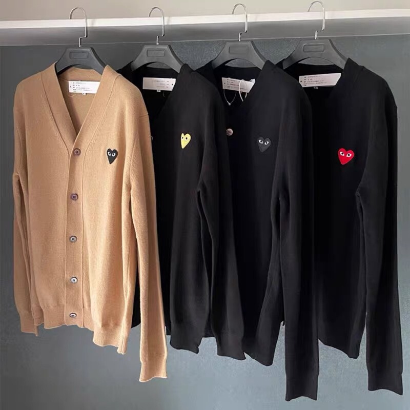 Japanese Play Cashmere Knit Cardigan Women's Top Heart Heart Rei Kawakubo Sweater Jacket Couple Style Red Heart Japanese Play Cashmere Knit Cardigan Women's Top Heart Heart Rei Kawakubo Sweater Jacket Couple Style Red Heart