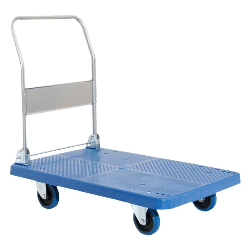 Складная ручная тягача плоская тележка приглушенная маленькая тележка легкая транспортная портативная толкающаяся тележка четырехколесный прицеп бытовая тележка