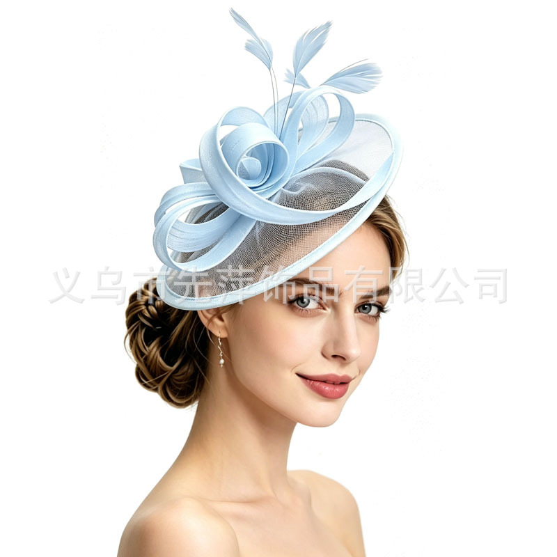 Amazon Mesh Headpiece Large Hat Floral Headpiece Bride's French-Style Hat Party Performance Horse Racing Festival Hat