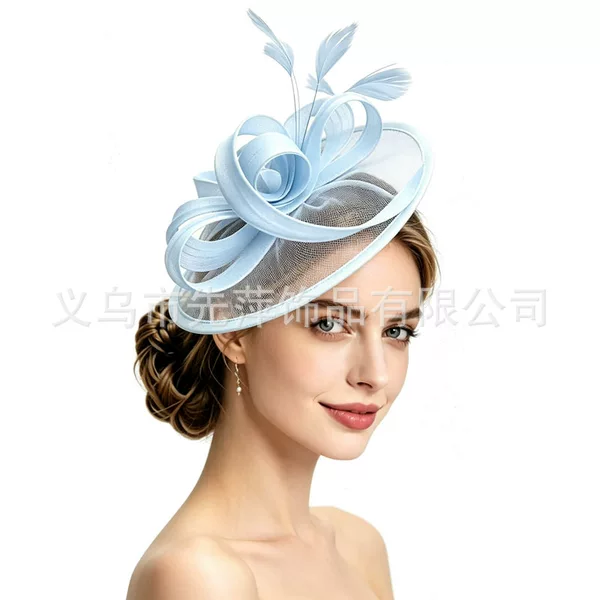 Amazon Mesh Headpiece Large Hat Floral Headpiece Bride's French-Style Hat Party Performance Horse Racing Festival Hat