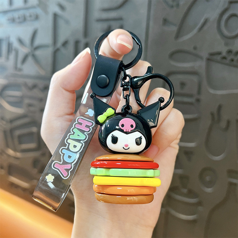 クリエイティブ漫画ハンバーガー人形キーホルダーかわいいバッグペンダント車のキーチェーンベビーグラバー小さなギフト卸売|undefined