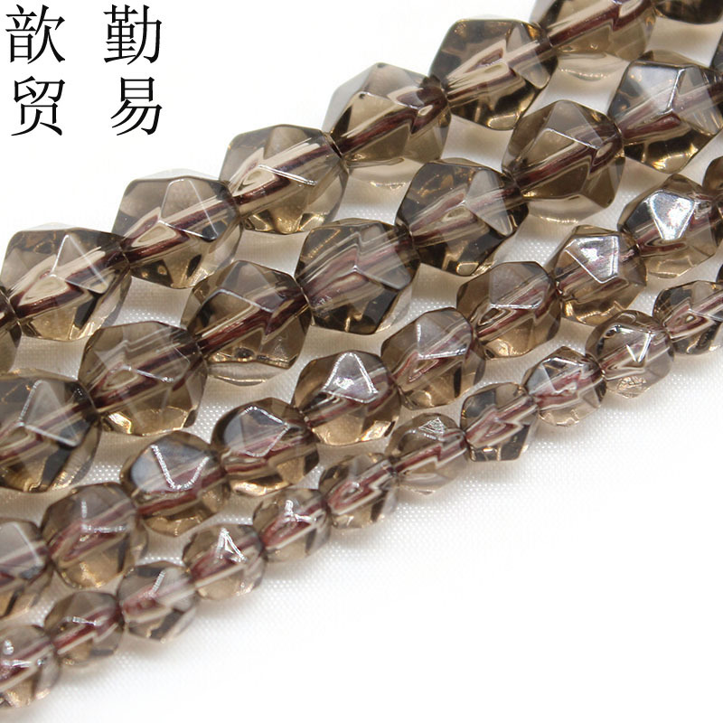 鑽石切面菱形茶色水晶散珠 diy飾品配件串珠手鍊編織材料半成品
