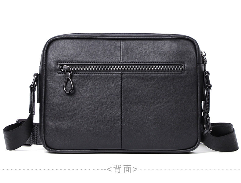 Túi đeo chéo nam da bò thật kiểu ngang cỡ nhỏ 29×11×17 cm — Màu đen chi tiết 14